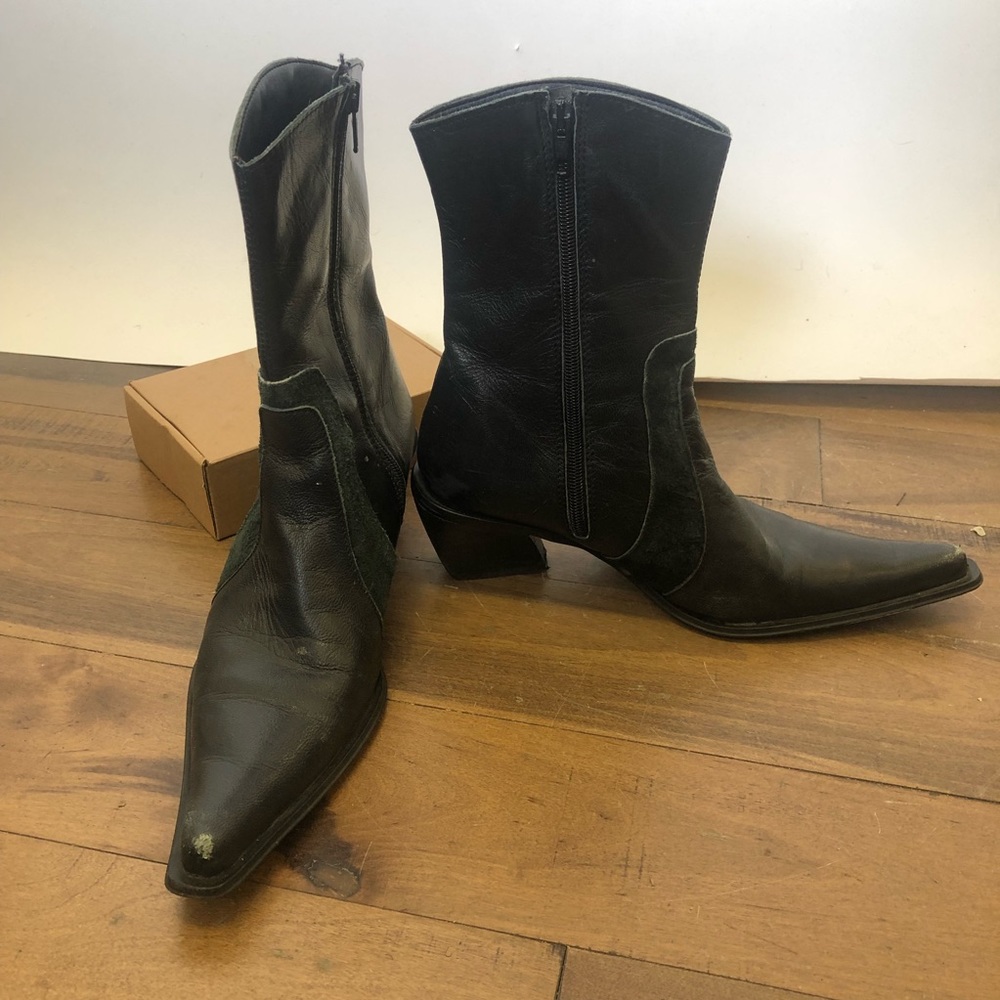Leather Cowboy heel Boots Size 38